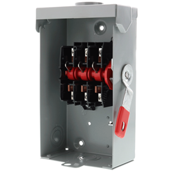 Mostrar detalles de INTERRUPTOR DE SEGURIDAD 3 X 60A 240V NEMA 3R S/PORTA FUSIBLE Imagen de INTERRUPTOR DE SEGURIDAD 3 X 60A 240V NEMA 3R S/PORTA FUSIBLE