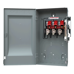 Mostrar detalles de INTERRUPTOR DE SEGURIDAD 2 X 60A 600V NEMA 1 S/PORTA FUSIBLE Imagen de INTERRUPTOR DE SEGURIDAD 2 X 60A 600V NEMA 1 S/PORTA FUSIBLE