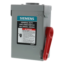 Mostrar detalles de INTERRUPTOR DE SEGURIDAD 3 X 30A 240V NEMA 3R S/PORTA FUSIBLE Imagen de INTERRUPTOR DE SEGURIDAD 3 X 30A 240V NEMA 3R S/PORTA FUSIBLE