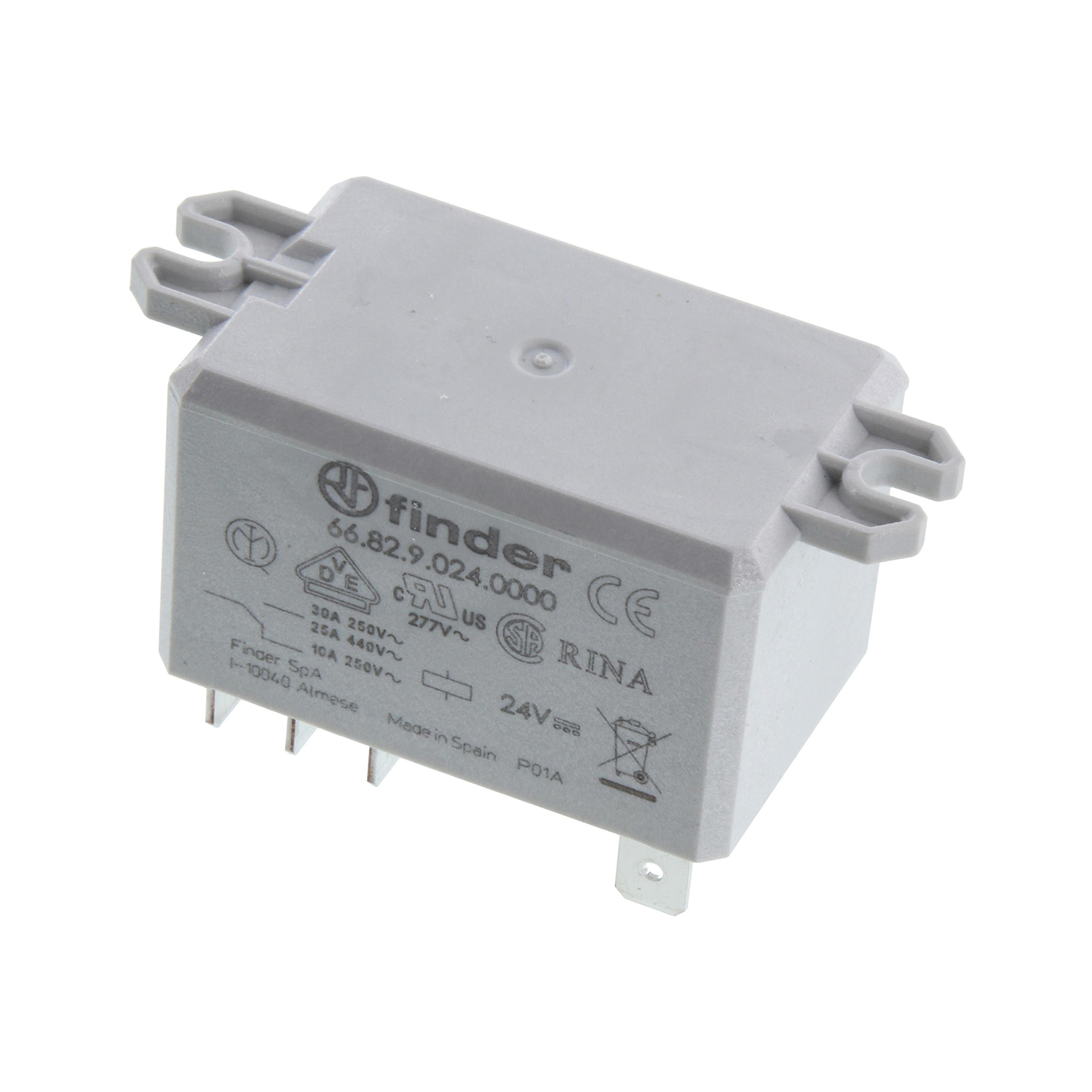 Finder Relè Di Potenza 65.61.9.024.0300, 30A 24V DC, 1 Contatto NA, Per PCB