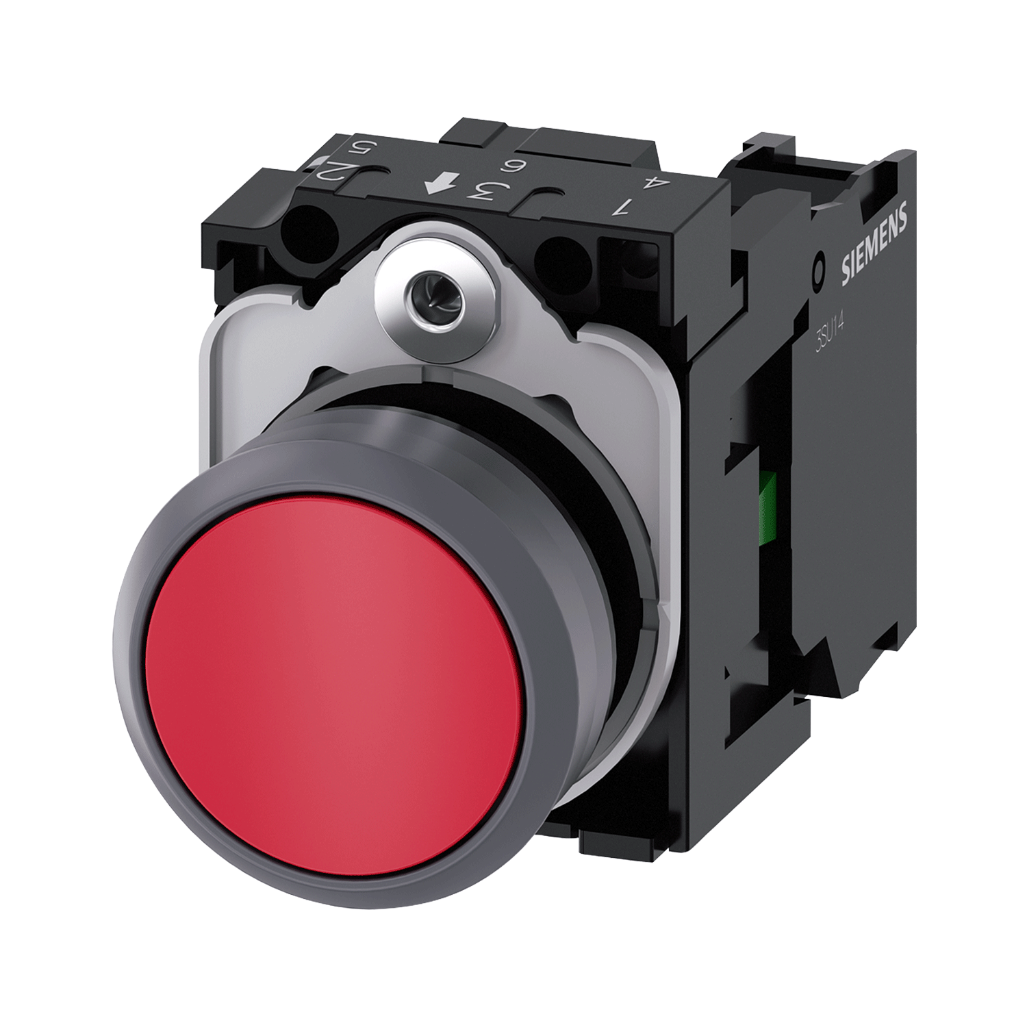 Imagen de BOTON PULSADOR ROJO 22MM 1NA PLASTICO ANILLO METALICO