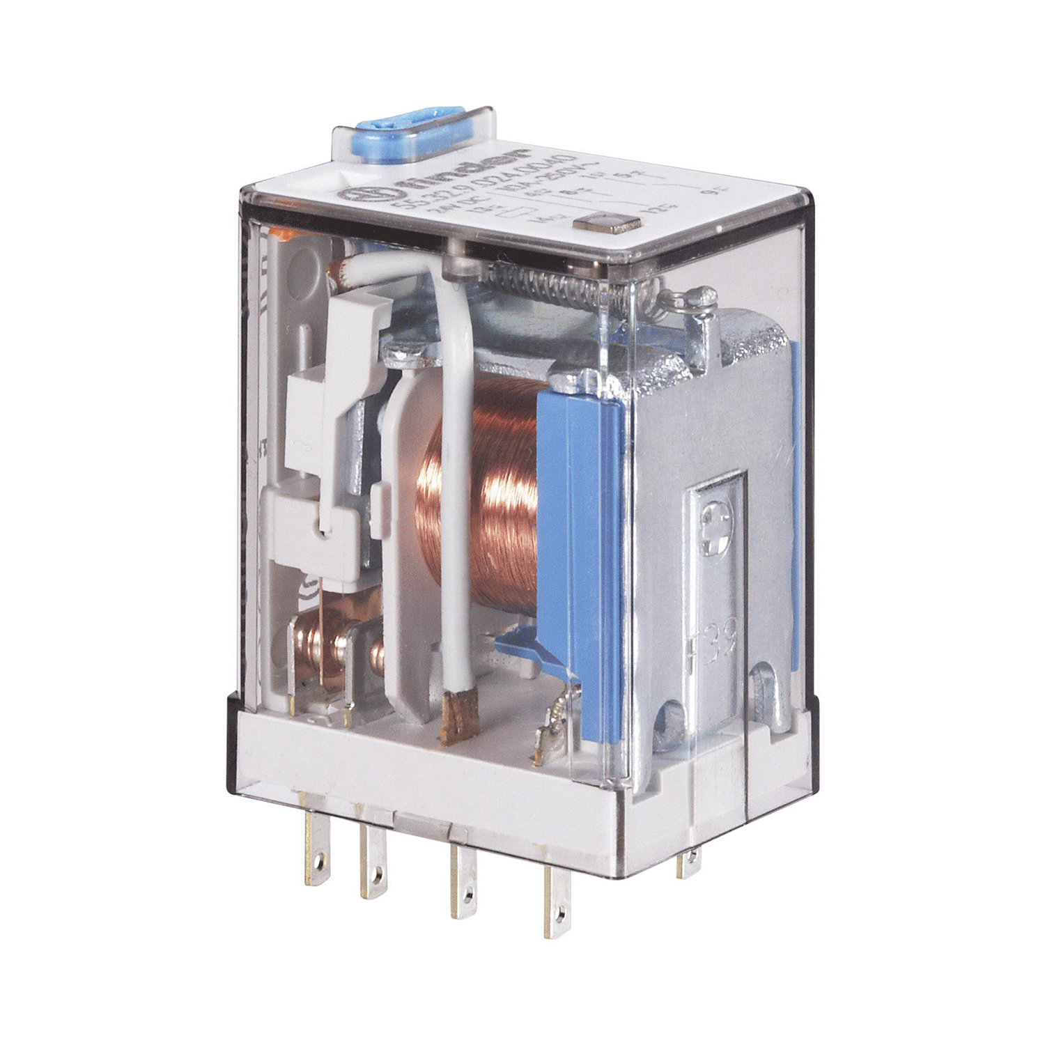 Imagen de RELEVADOR INDUSTRIAL 2CC (12VDC) 10 A CON PULSADOR DE PRUEBA 55.32.9.012.0040